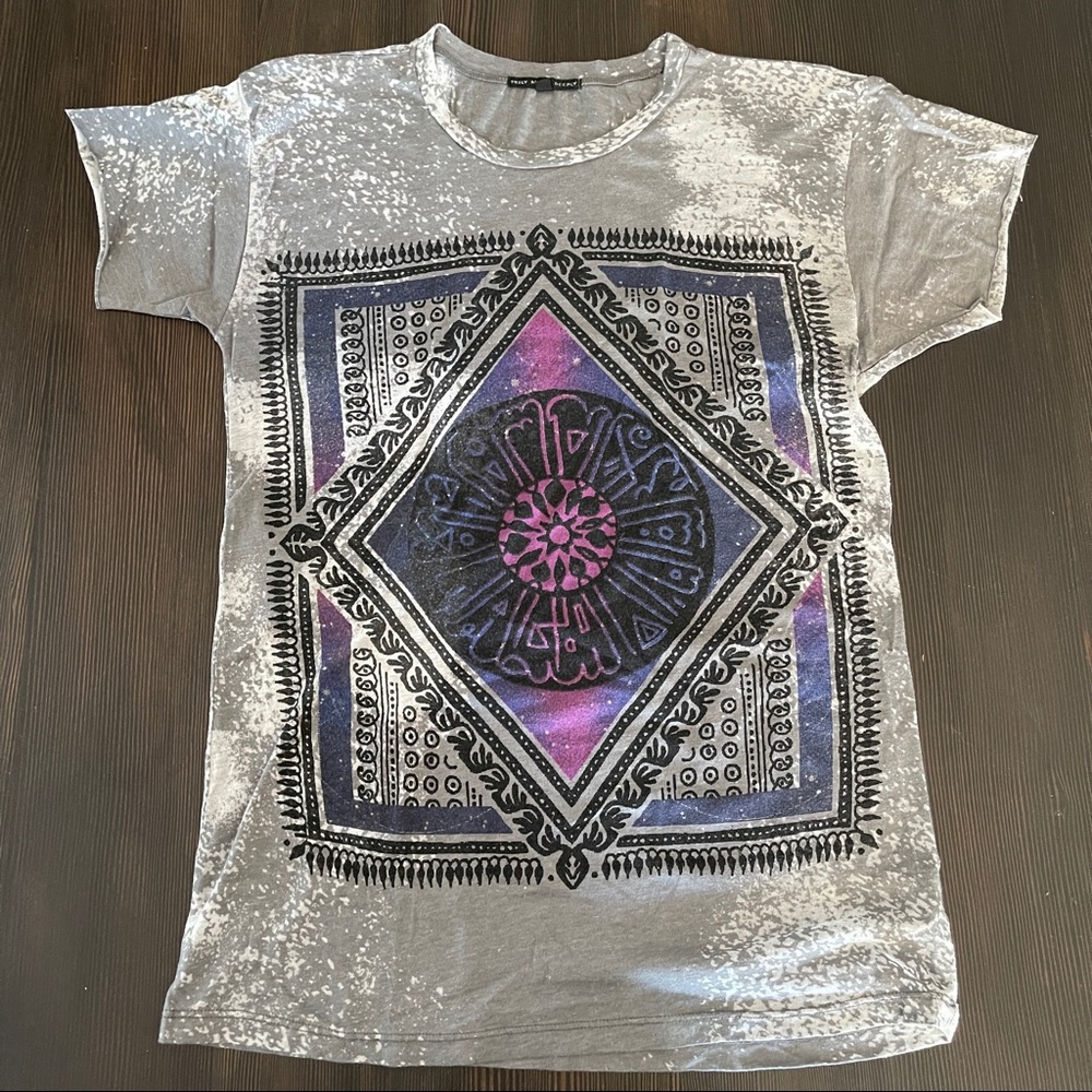 Truly Madly Deeply Distressed Burn Out Gray T-Shirt Cool Graphic